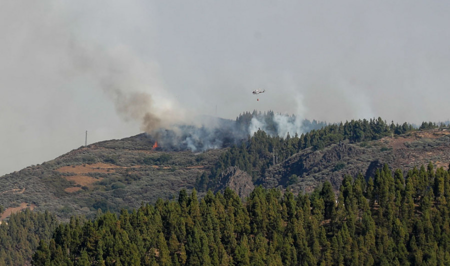 El incendio de Gran Canaria "pinta bastante bien" y sin daños, tras un comienzo explosivo