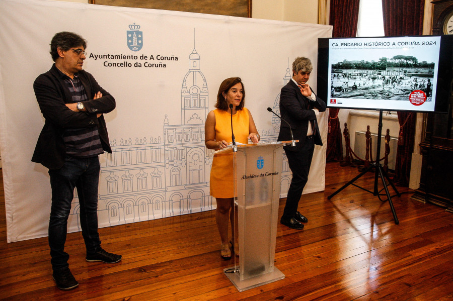 Fotos antiguas de Riazor y los Cantones en el calendario histórico de A Coruña