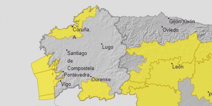 A Coruña y Ourense, en alerta amarilla por fuertes lluvias este sábado