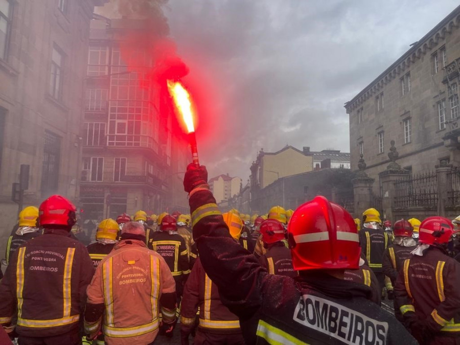 Detenido por usar un artilugio como lanzallamas en la protesta de Ourense