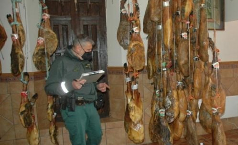 La Guardia Civil interviene en Huelva 3.000 jamones por fraude alimentario