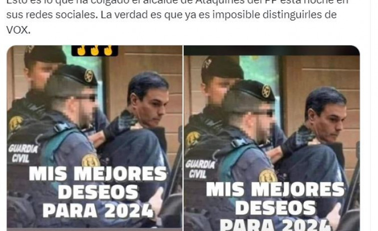 Un alcalde del PP indigna a Guardia Civil y PSOE por un fotomontaje de Sánchez detenido