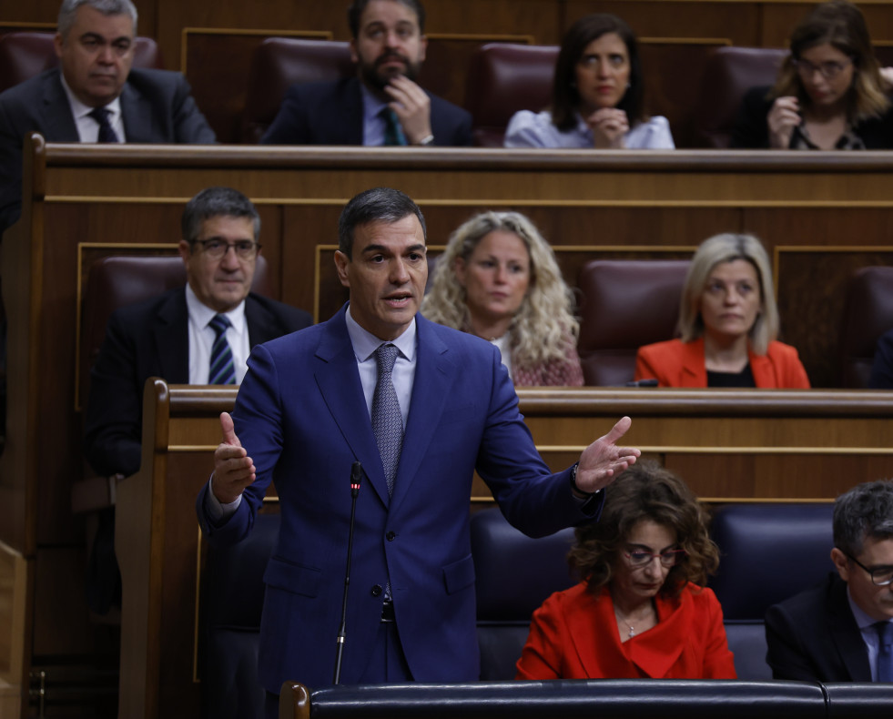 MADRID, 20/03/2024.- El presidente del Gobierno, Pedro Sánchez, interviene durante la sesión de control al Gobierno este miércoles en el Congreso de los Diputados. EFE/ Javier Lizón