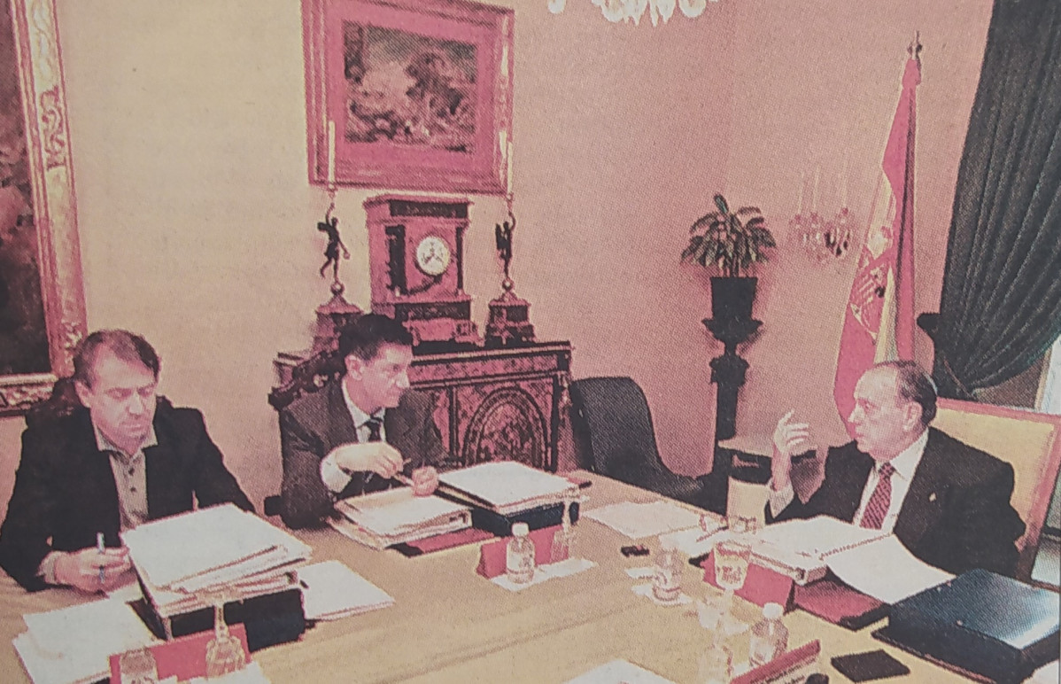 Cuiu00f1a, Pita y Fraga en el retiro de la Xunta de Mariu00f1u00e1n 1999