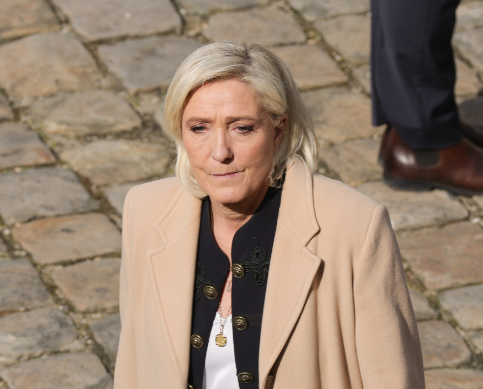 Paris (France), 20/03/2024.- Member of Parliament and parliamentary leader of the French far-right National Rally (RN) party Marine Le Pen arrives to the tribute to Philippe De Gaulle, son of general 