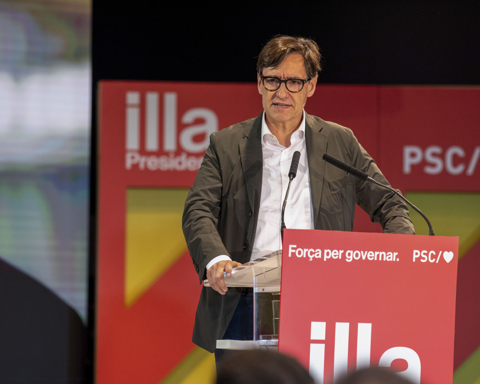 El primer secretario del PSC, Salvador Illa, participa en un acto electoral del PSC en Lleida, este viernes