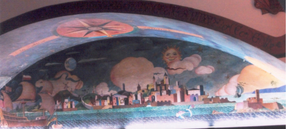 Murales de Lugrís en la calle Olmos en el antiguo O Fornos