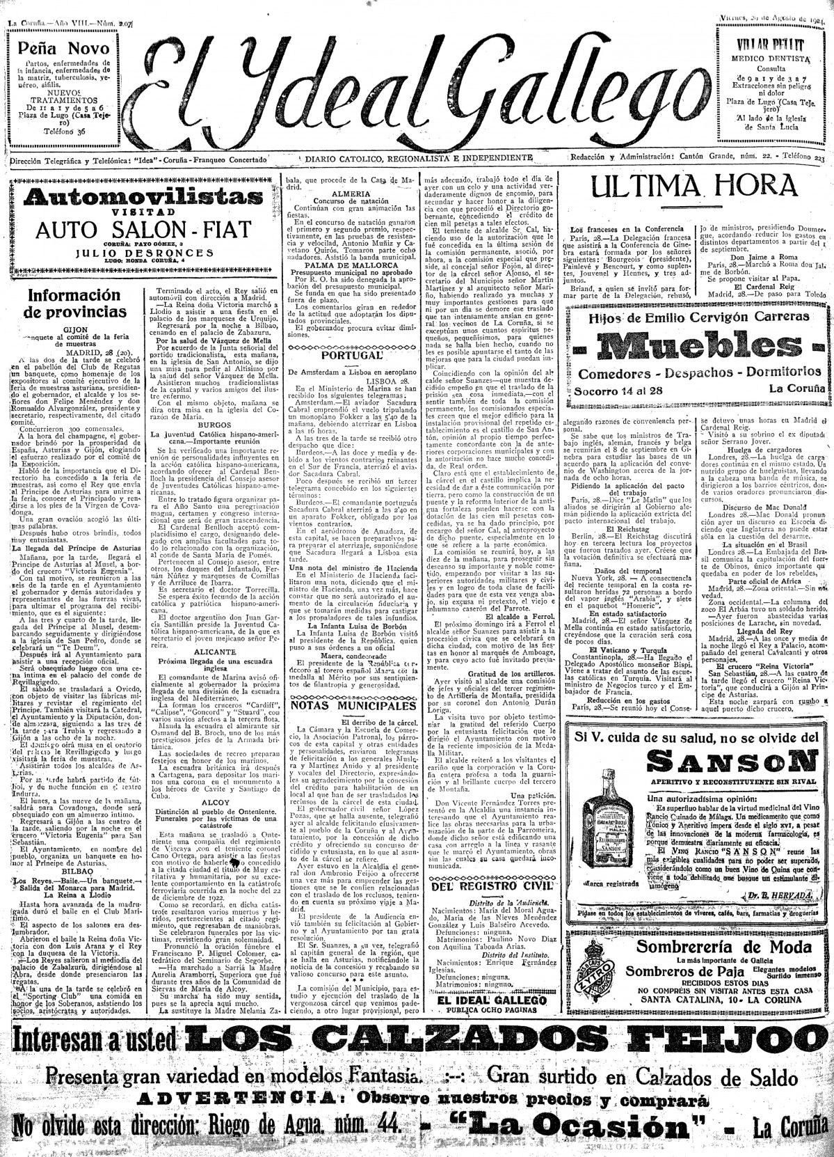 Portada 29 agosto 1924