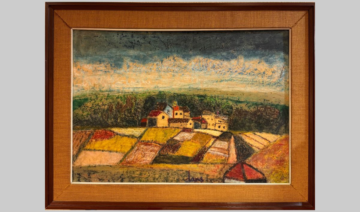 Mariu0301a Antonia Dans. Pueblo. Ceras sobre tabla. 49 x 68 cm.