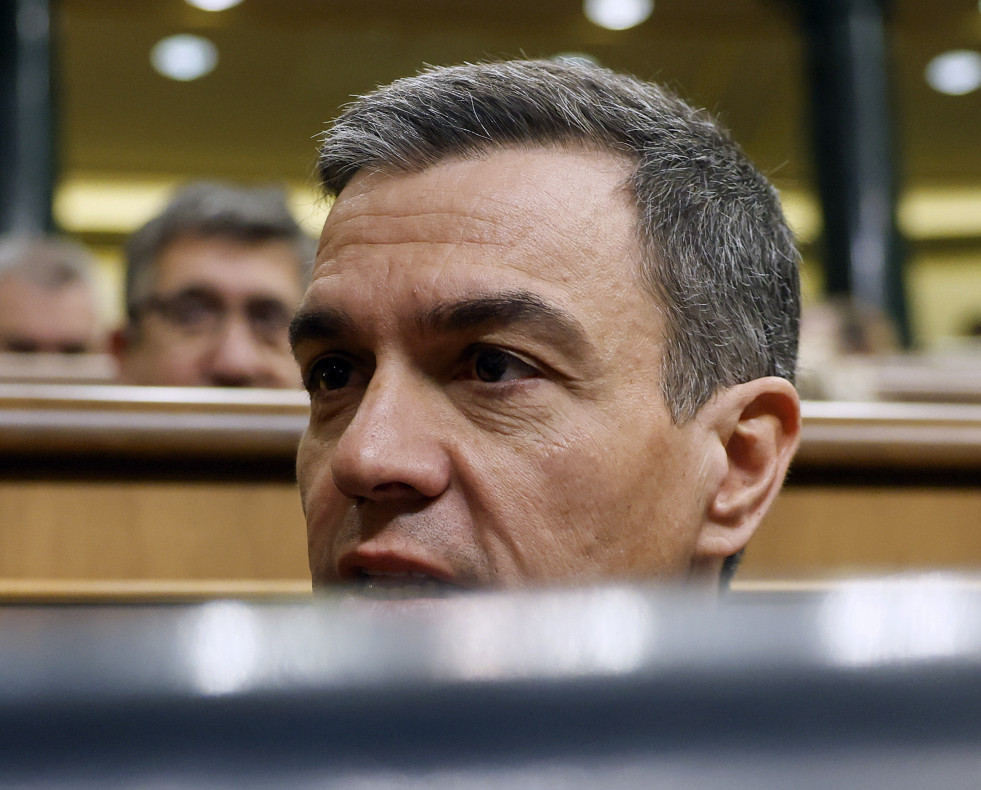 MADRID, 18/12/2024.- El presidente del Gobierno, Pedro Sánchez, durante la última sesión de control del año este miércoles en el Congreso. EFE/ Mariscal