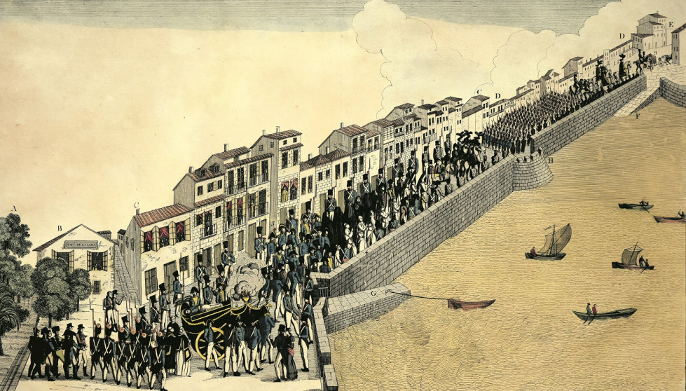 Grabado cortejo fúnebre felix acevedo 1820 archivo municipal coruna