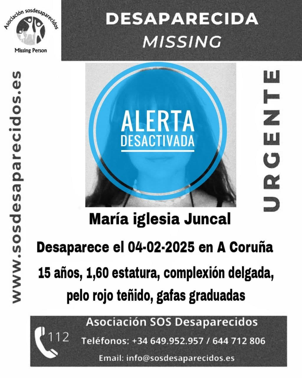 Maru00eda Iglesia, alerta desactivada