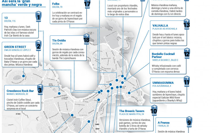 La guía completa de San Patricio 2025 en A Coruña: todos los locales y sus actividades