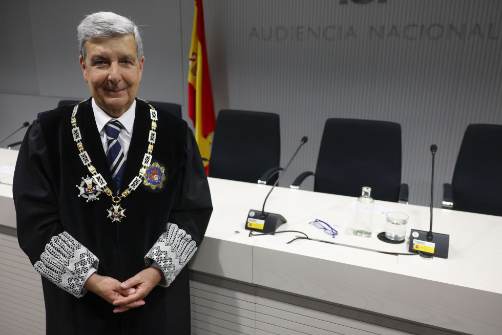 MADRID (ESPAÑA), 03/04/2025.- El magistrado Juan Manuel Fernández Martínez tras su toma de posesión como nuevo presidente de la Audiencia Naacional durante un acto celebrado en Madrid. EFE/ Marisc