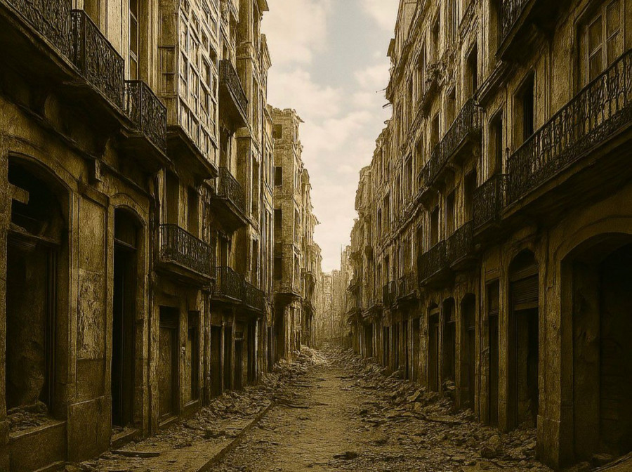 DistopIA en A Coruña: la calle Real devastada, el Obelisco rodeado de escombros y la estación de tren arrasada