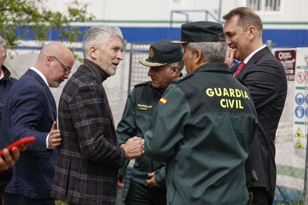 POZUELO DE ALARCÓN (MADRID)., 16/04/2025.- El ministro del Interior, Fernando Grande-Marlaska, visita las obras de construcción de la futura sede de la Jefatura del Servicio de Información de la Gu