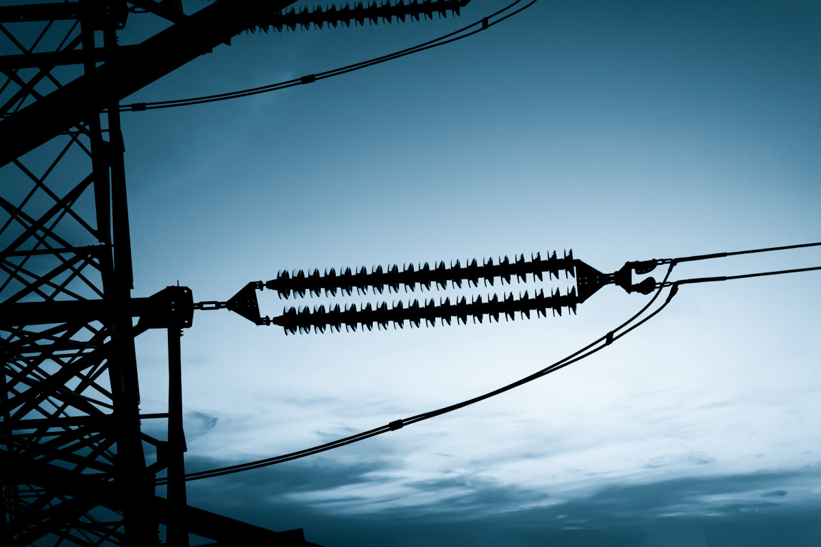 Electricity high voltage pole sky