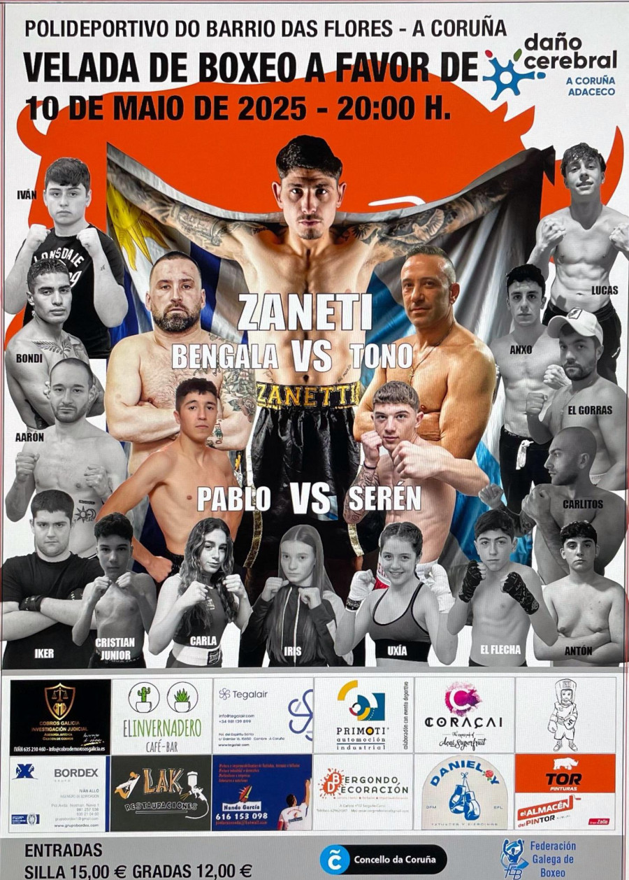 Velada de Boxeo Solidaria en A Coruña en apoyo a la Asociación Dano Cerebral