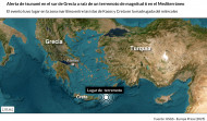 Un seísmo de magnitud 6 desata alerta de tsunami en Grecia