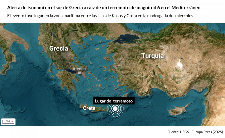 Un seísmo de magnitud 6 desata alerta de tsunami en Grecia