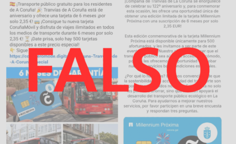 El Ayuntamiento de A Coruña alerta de una estafa sobre la Tarjeta Millenium