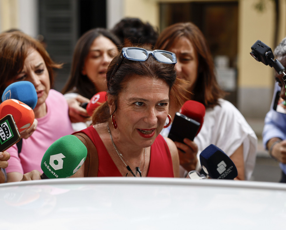 La socialista Leire Díez a la salida de Ferraz esta tarde