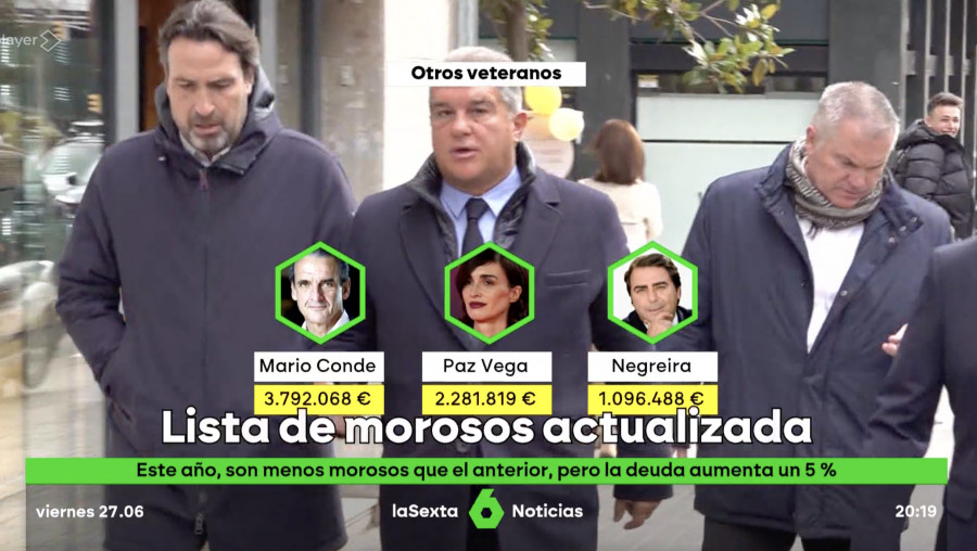 La Sexta incluye a Carlos Negreira en la lista de morosos al confundirlo con el árbitro Enríquez Negreira