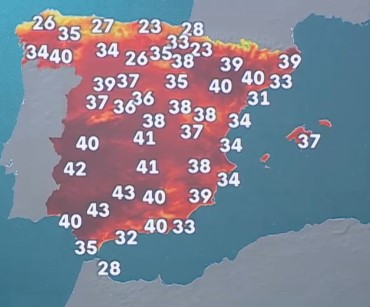 Temperaturas mu00e1ximas 28 de junio @ El Tiempo RTVE