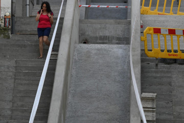 Las obras de la escalera de Adelaida Muro, ayer  pedro puig