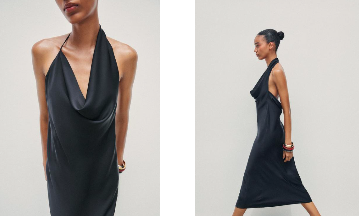 Vestido midi satinado de Zara