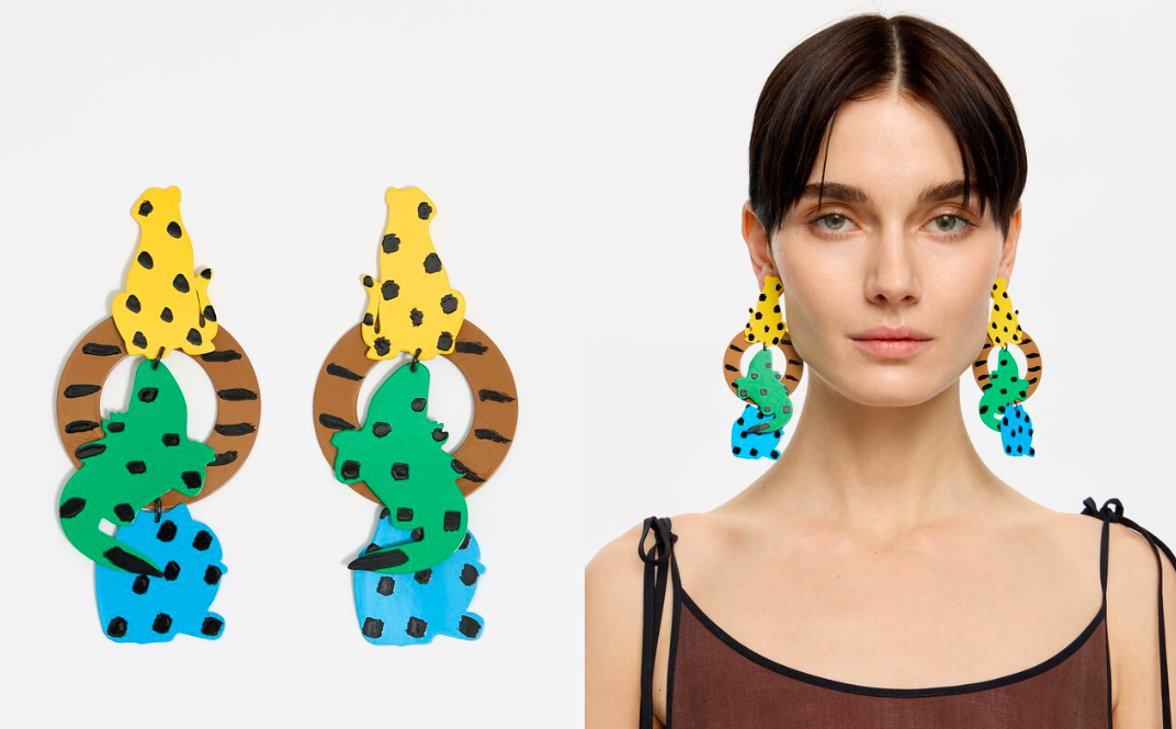 Pendientes de Bimba y Lola con forma de animales exou0301ticos
