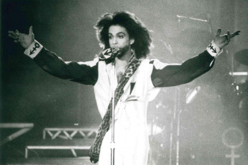 Prince, durante su concierto en el Santa María del Mar de A Coruña en 1990