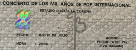 Abono del concierto de los mil au00f1os en Riazor