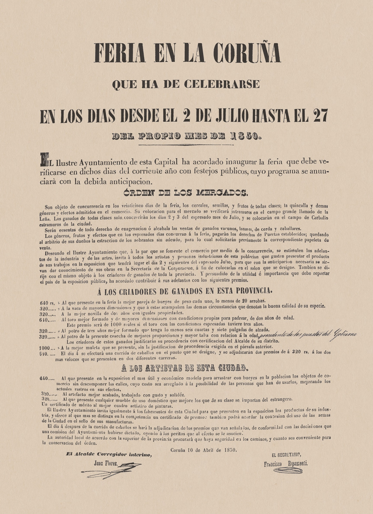 Cartel fiestas 1850