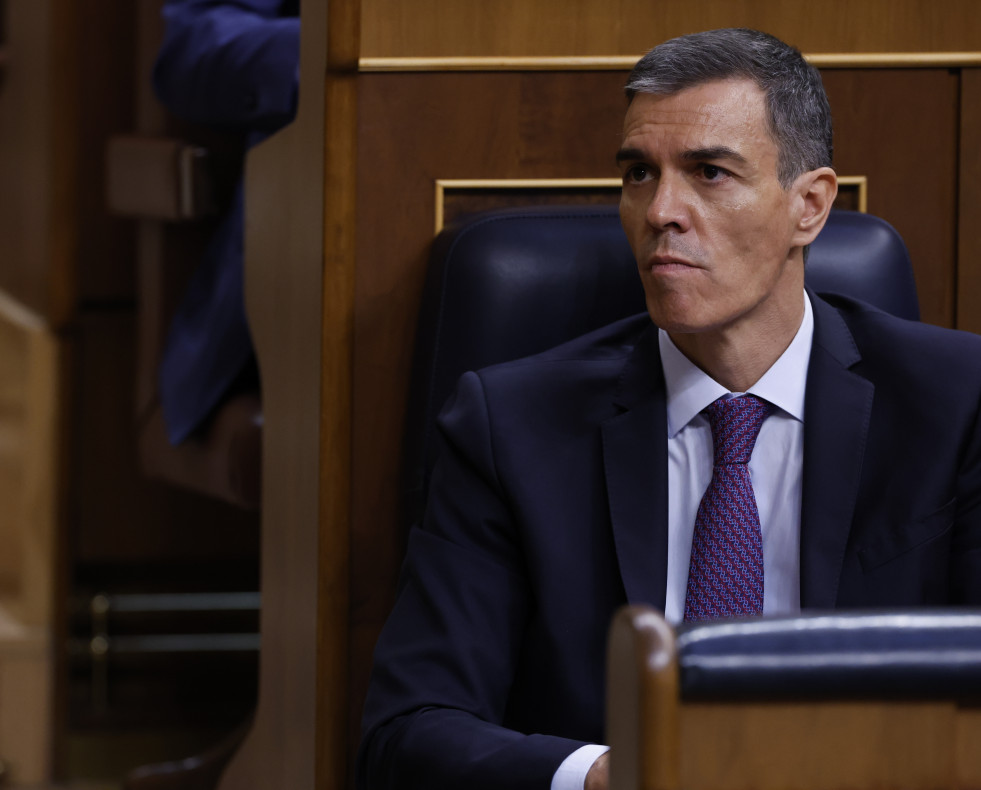 El presidente del Gobierno, Pedro Sánchez durante el pleno del Congreso de los Diputados, este miércoles en Madrid.