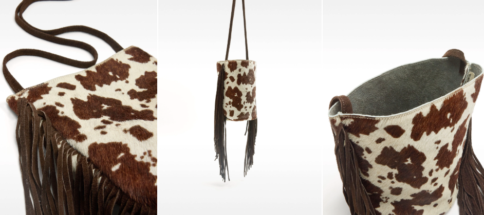 Bolso bombonera de piel con flecos de Parfois