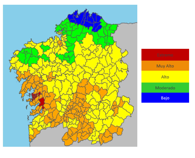Mapa de riesgo de incendio para el 1 de agosto