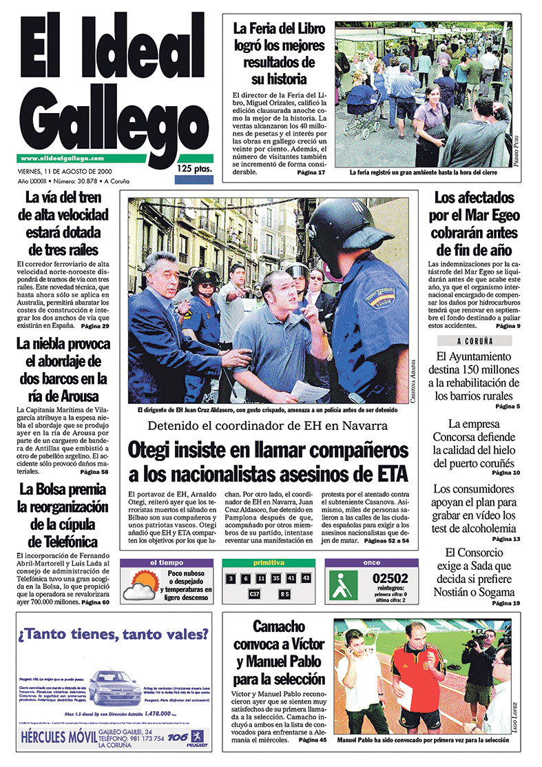 Portada 11 agosto 2000