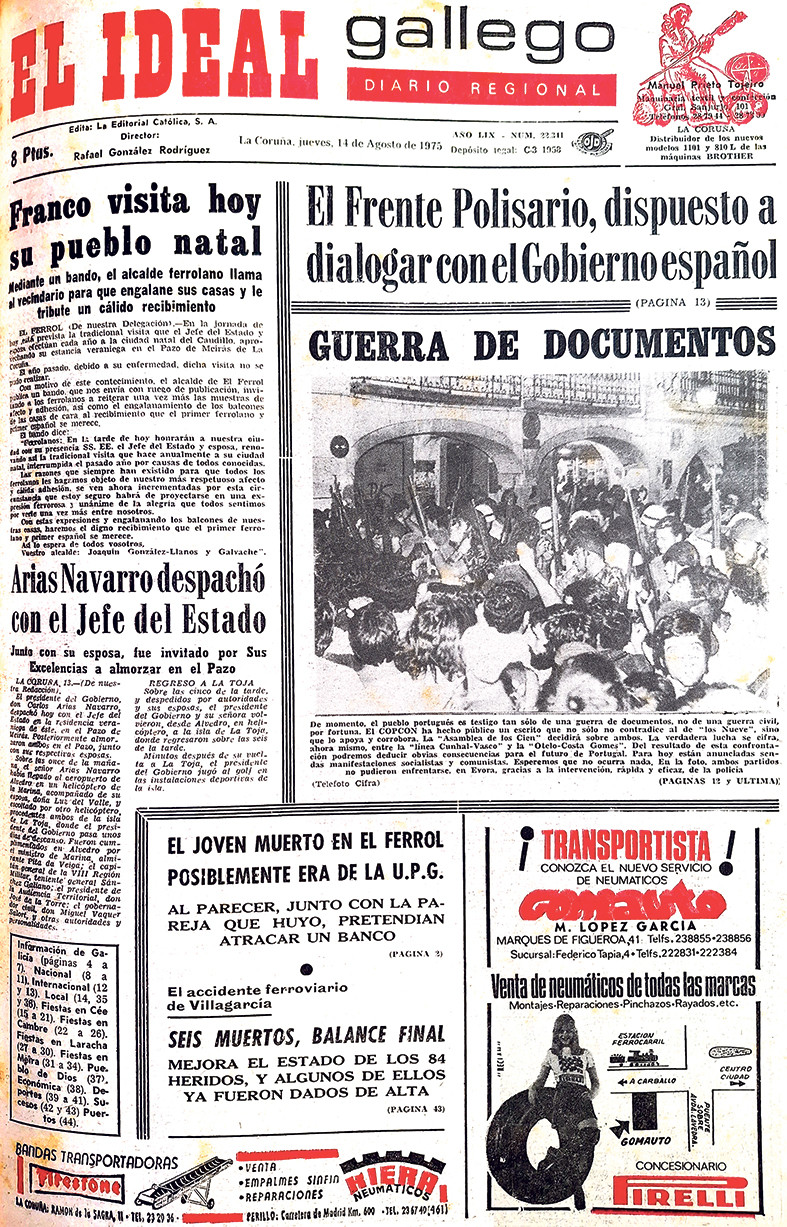 Portada 14 agosto 1975