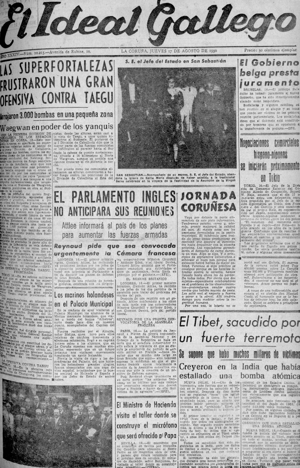 Portada 17 agosto 1950