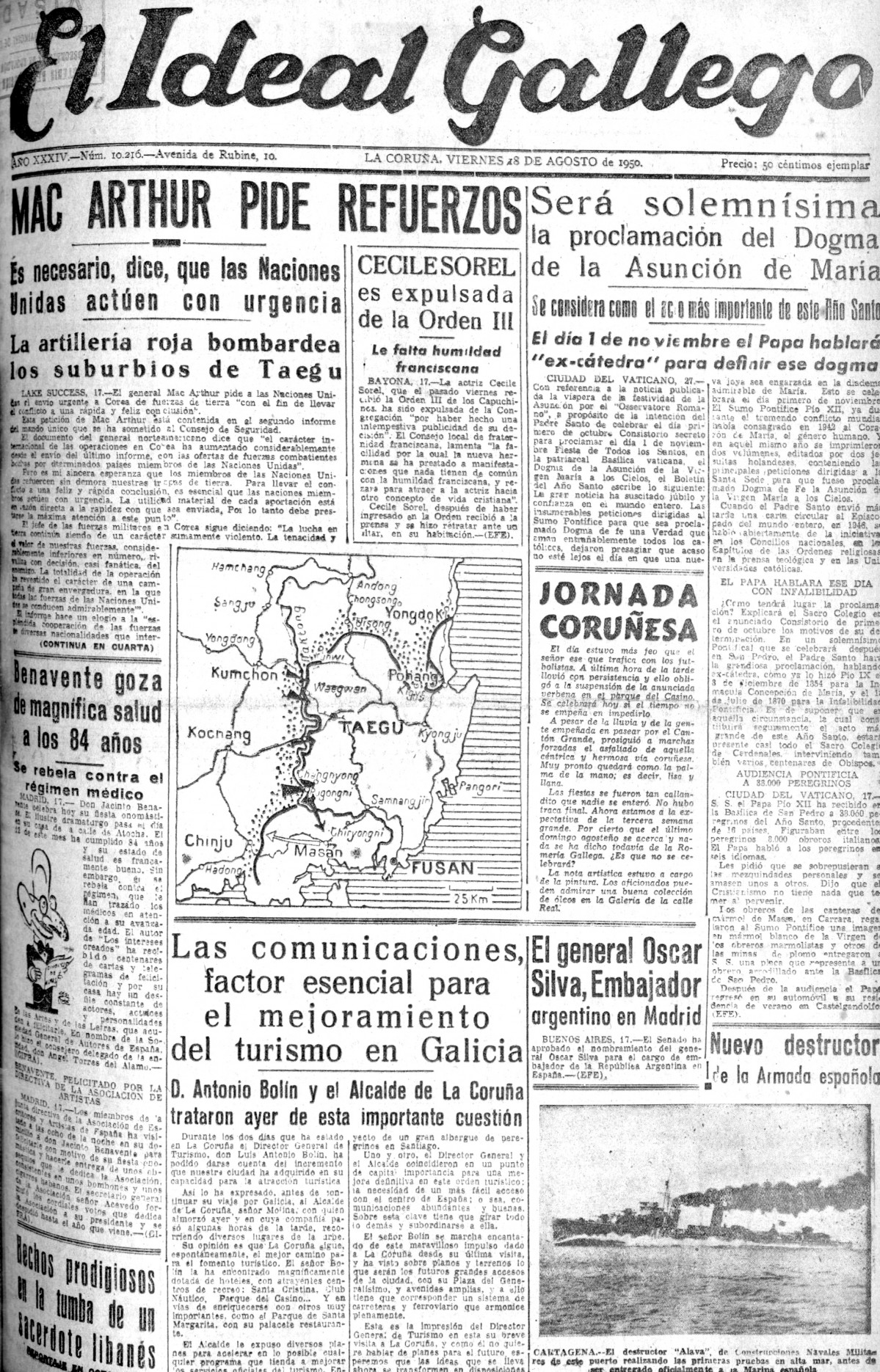 Portada 18 agosto 1950