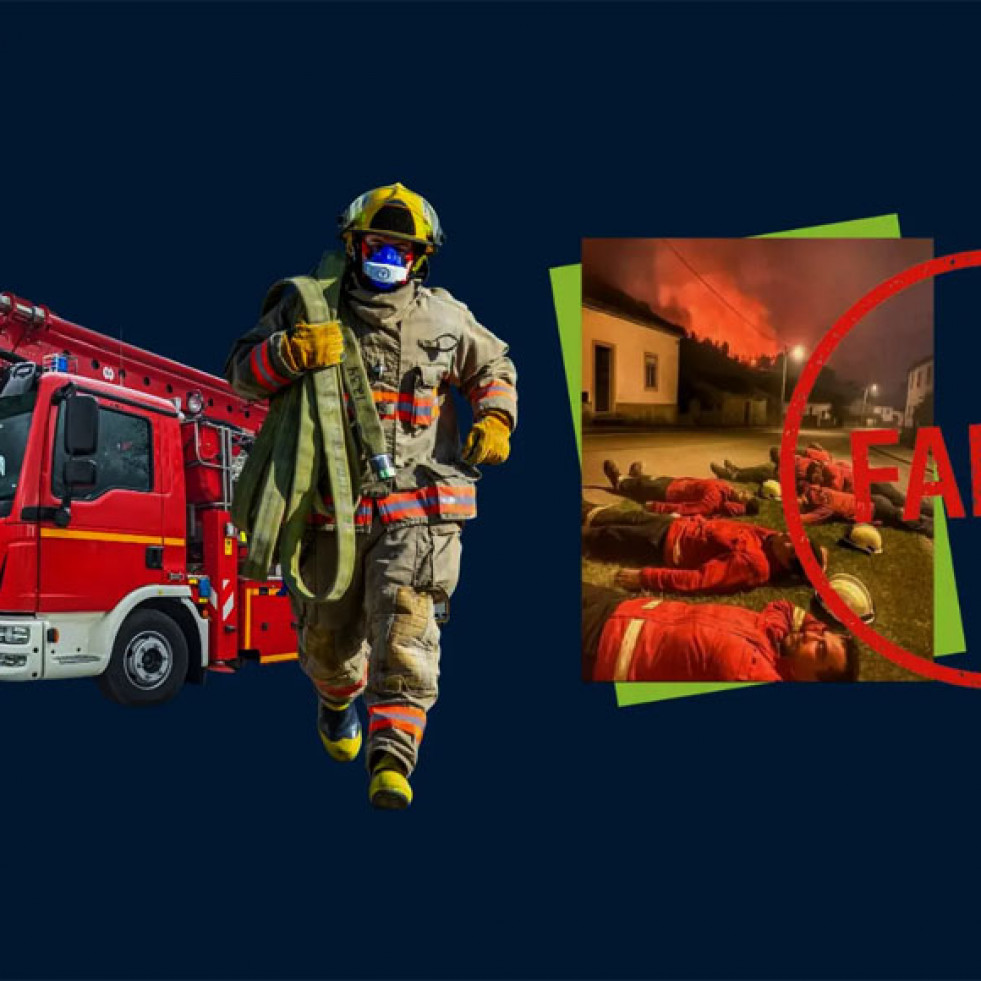 Esta imagen que muestra a bomberos descansando no es real