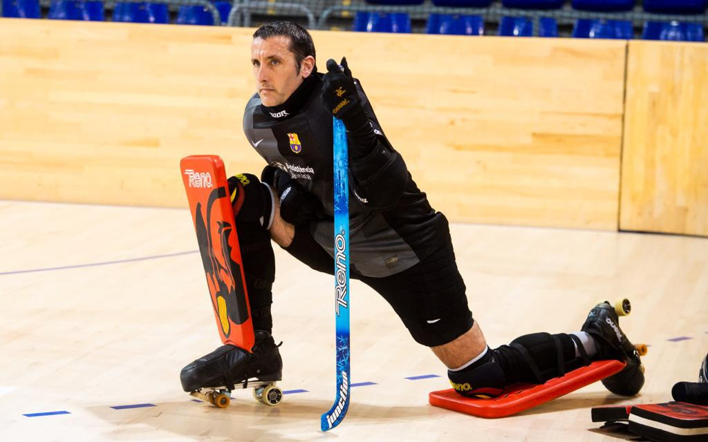 Aitor Egurrola, portero del FC Barcelona hockey patines